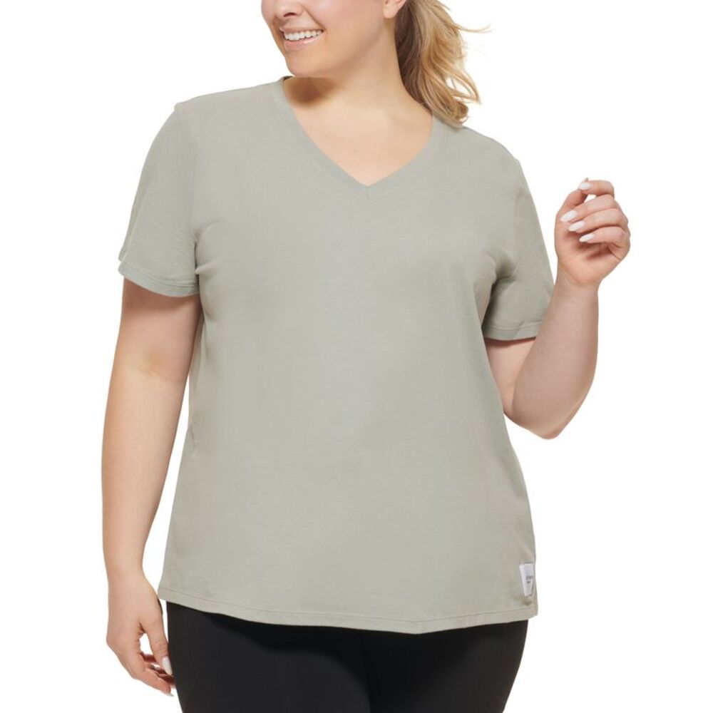 Calvin Klein Performance Womens Plus V-Neck Fitness Pullover Top